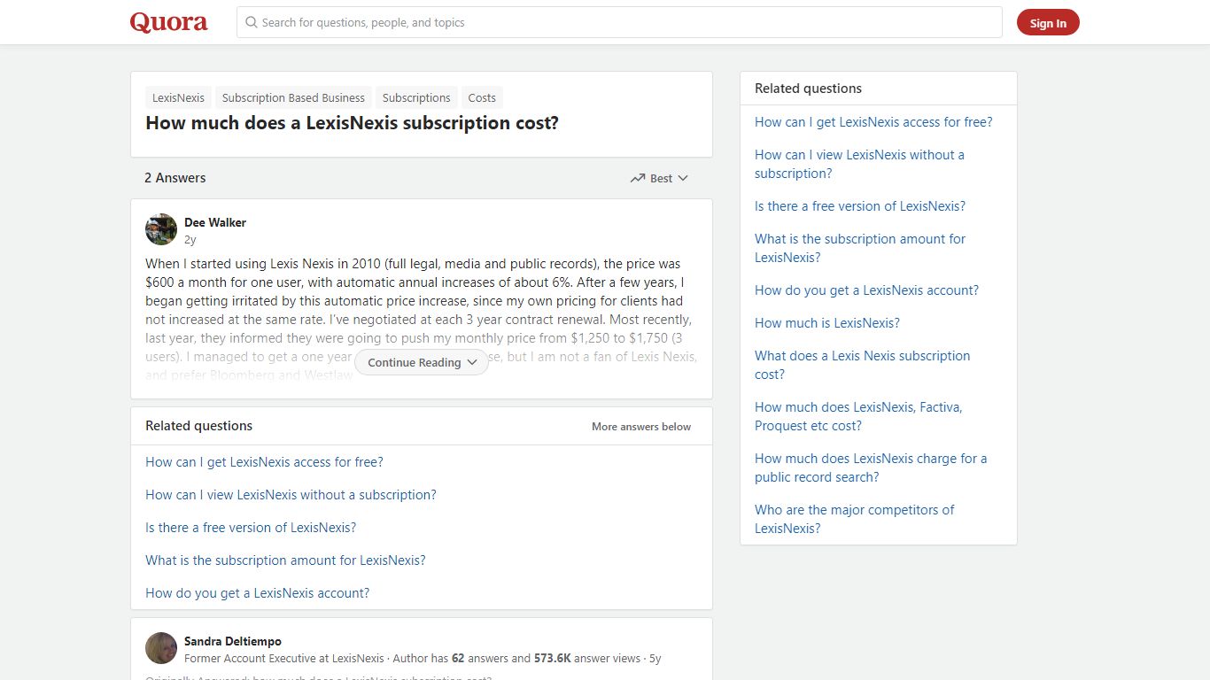 How much does a LexisNexis subscription cost? - Quora